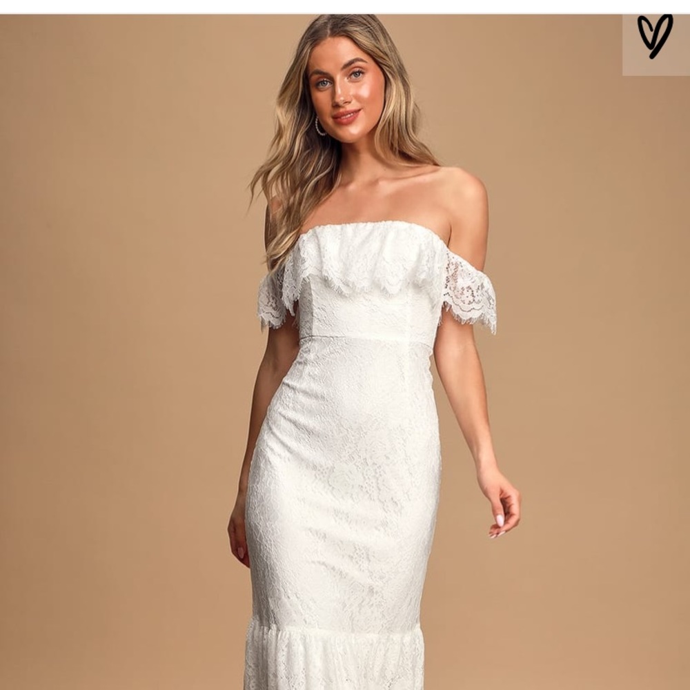 Lulu’s Love is Forever White Lace Off-The-Shoulder